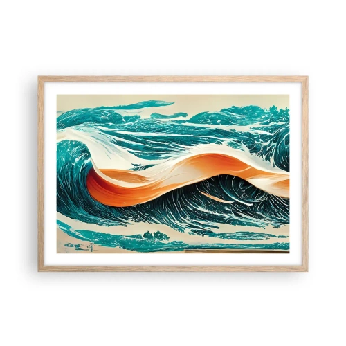Plagát v ráme zo svetlého duba - Surferov sen - 70x50 cm
