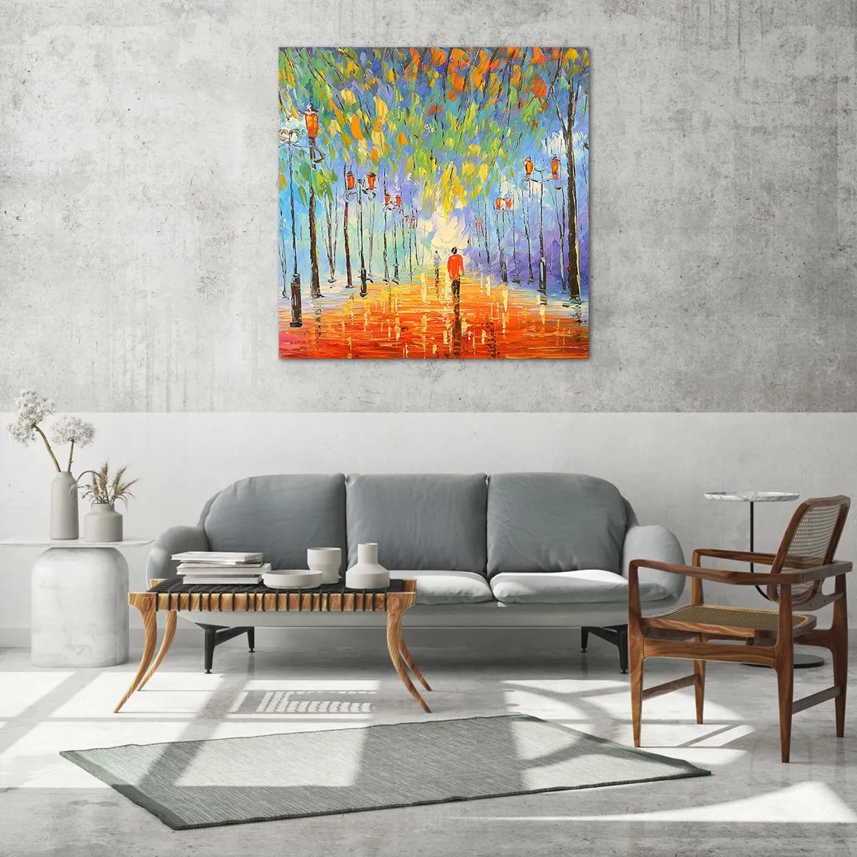 Obraz na skle - Nočná pieseň dažďa - 50x50 cm