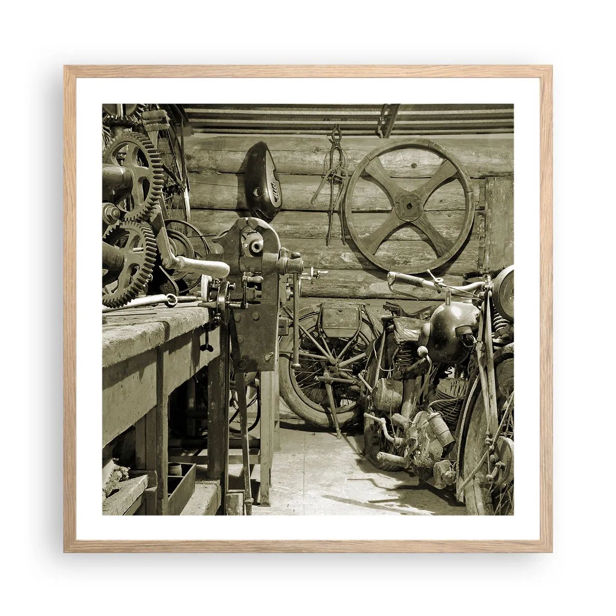 Plagát v ráme zo svetlého duba - V kôlni strýka Mariána - 60x60 cm