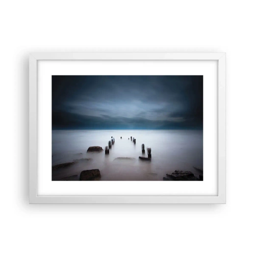 Plagát v bielom ráme - Zamyslené jazero - 40x30 cm
