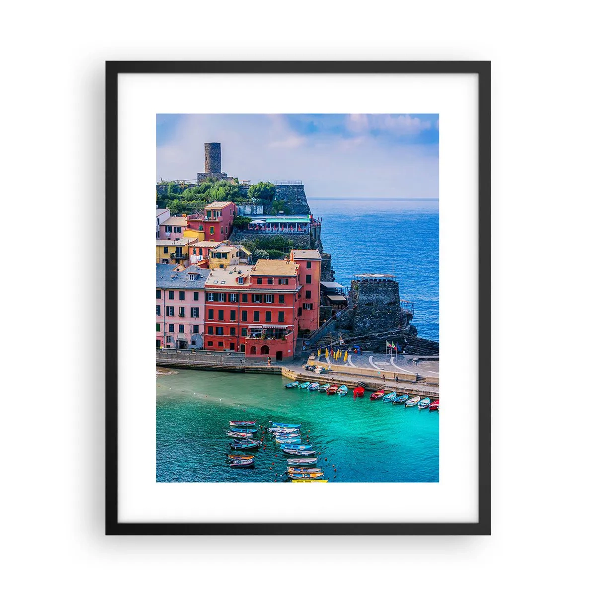 Plagát v čiernom ráme - Stredomorské kúzelné mestečko - 40x50 cm