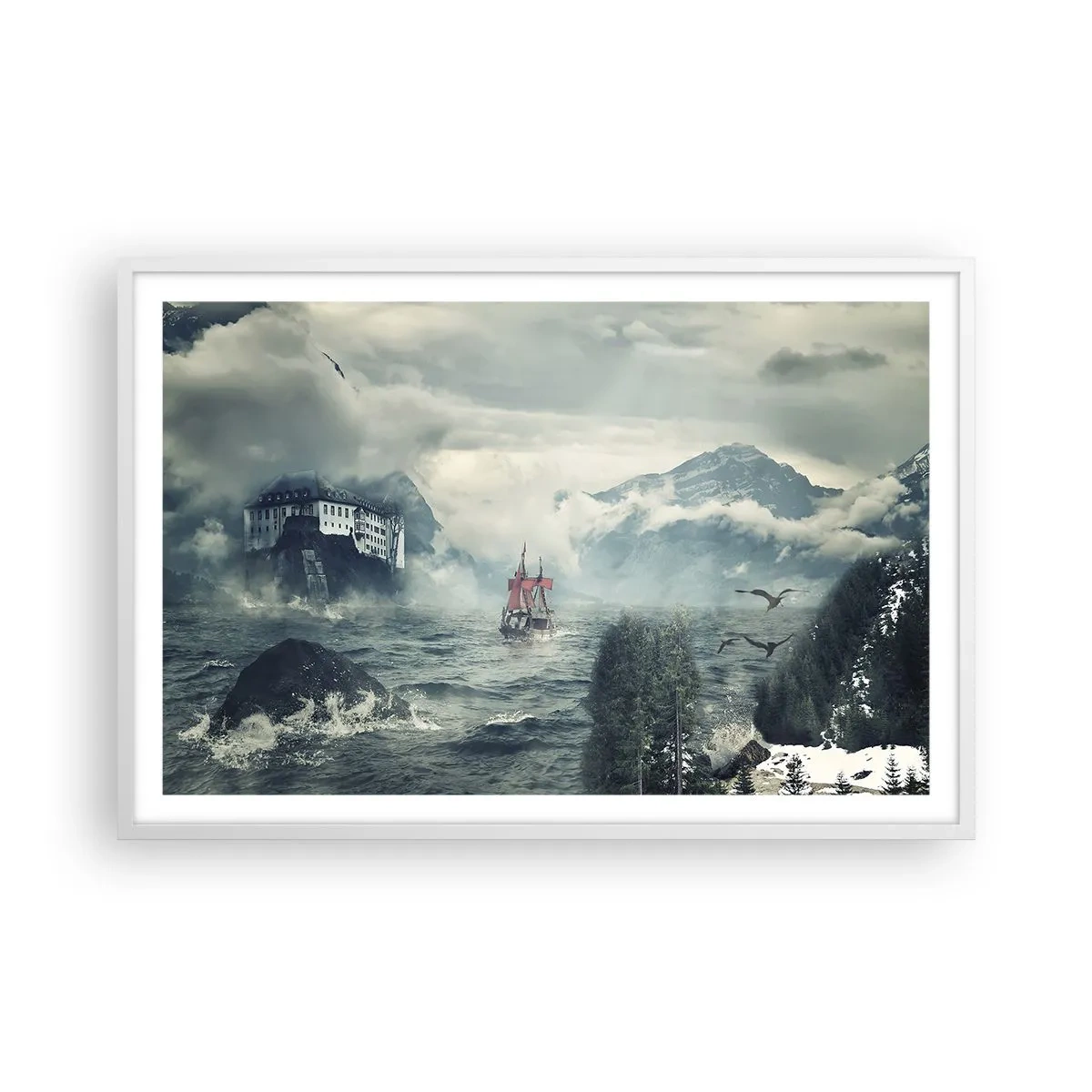 Plagát v bielom ráme - V kúzelných vodách - 91x61 cm