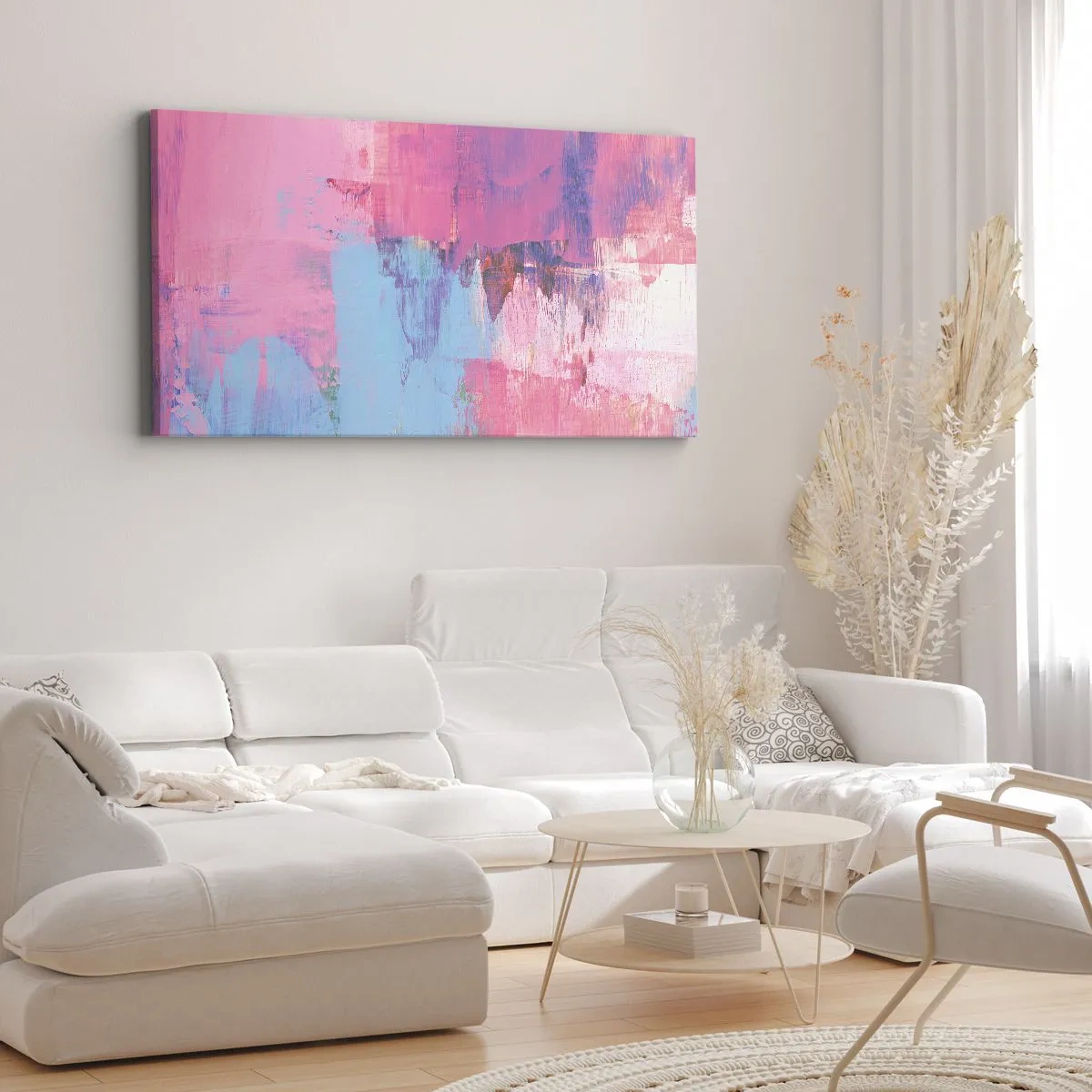 Obraz na plátne - Ružová, modrá a štipka svetla - 100x40 cm