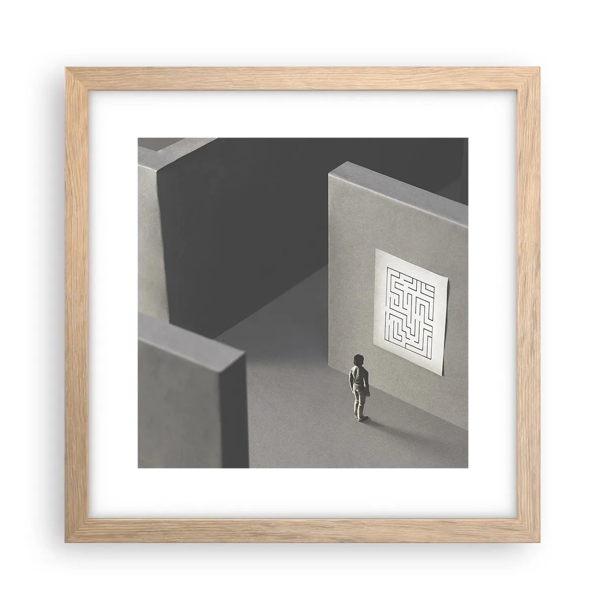 Plagát v ráme zo svetlého duba - Kde to ale som? - 30x30 cm