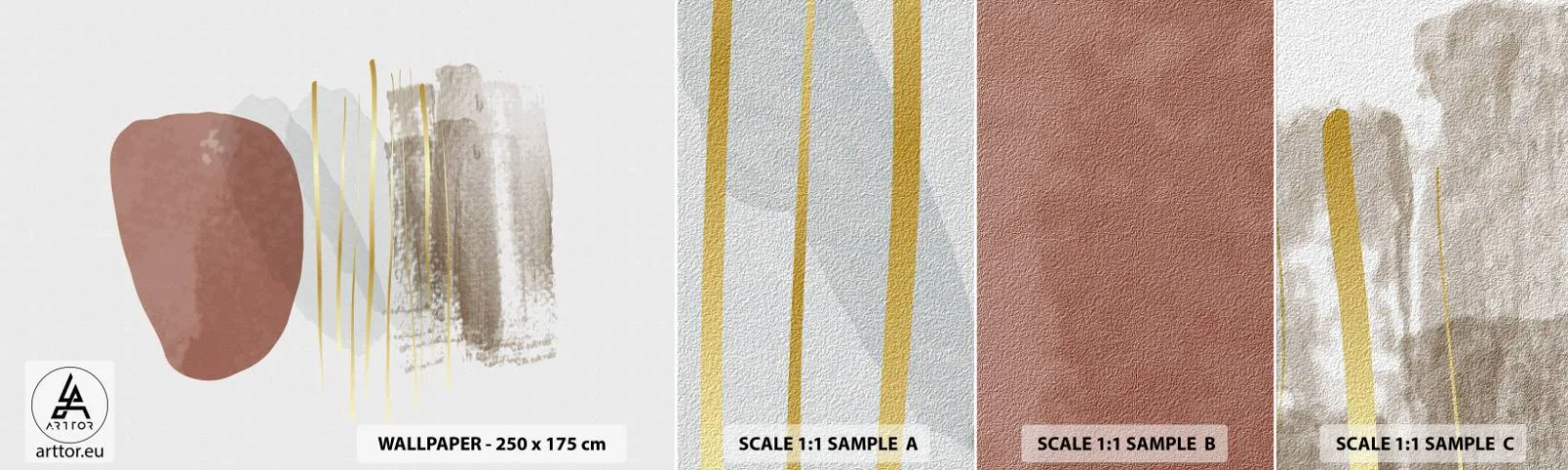 Vzorka samolepiacej fototapety Deluxe Sticker - Abstraktná kolonáda - Abstrakcia, Kus, Moderný vzor - 100x30 cm