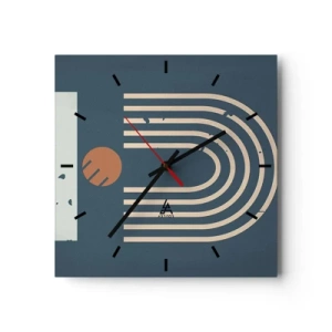 Nástenné hodiny - Geometria v námorníckej modrej - 30x30 cm