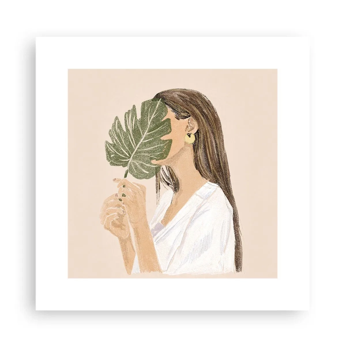 Plagát - Tajomný portrét s vejárom - 30x30 cm