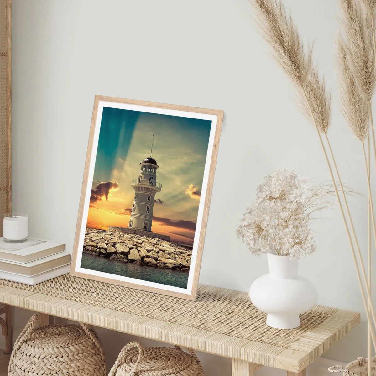 Plagát v ráme zo svetlého duba - Svetlo - Dobro - Krása - 50x70 cm