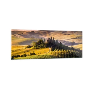 Obraz na skle - Arkádia - toskánska krajina - 140x50 cm