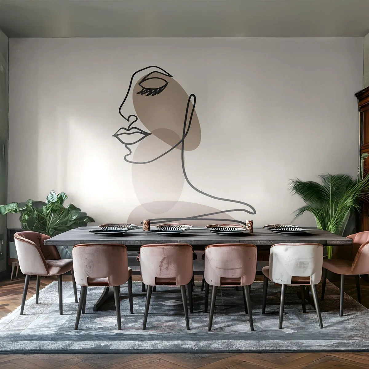 Fototapeta Premium Canvas - Určitá línia krásy - Abstrakcia, Ženská tvár, Grafika - 200x140 cm