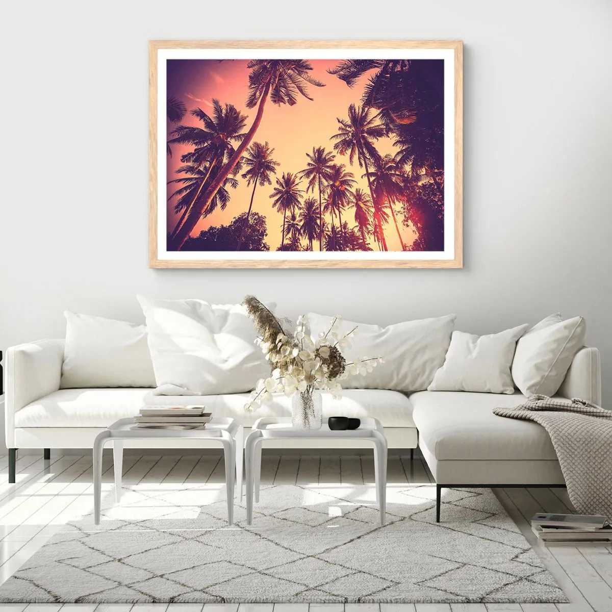 Plagát v ráme zo svetlého duba - Tropická variácia - 100x70 cm