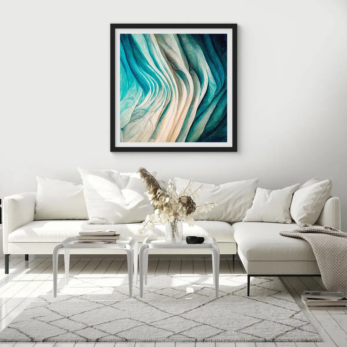 Plagát v čiernom ráme - Modrá neukojiteľnosť - 60x60 cm