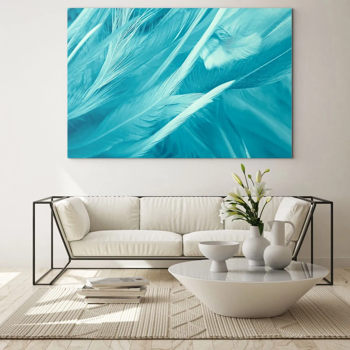 Obraz na skle - Utopiť sa v páperí - 120x80 cm