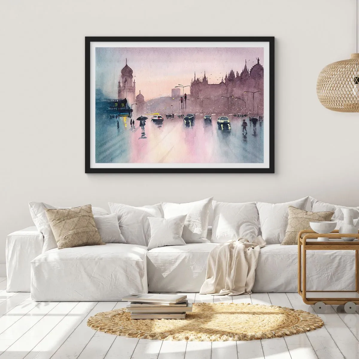 Plagát v čiernom ráme - V daždivom opare - 91x61 cm