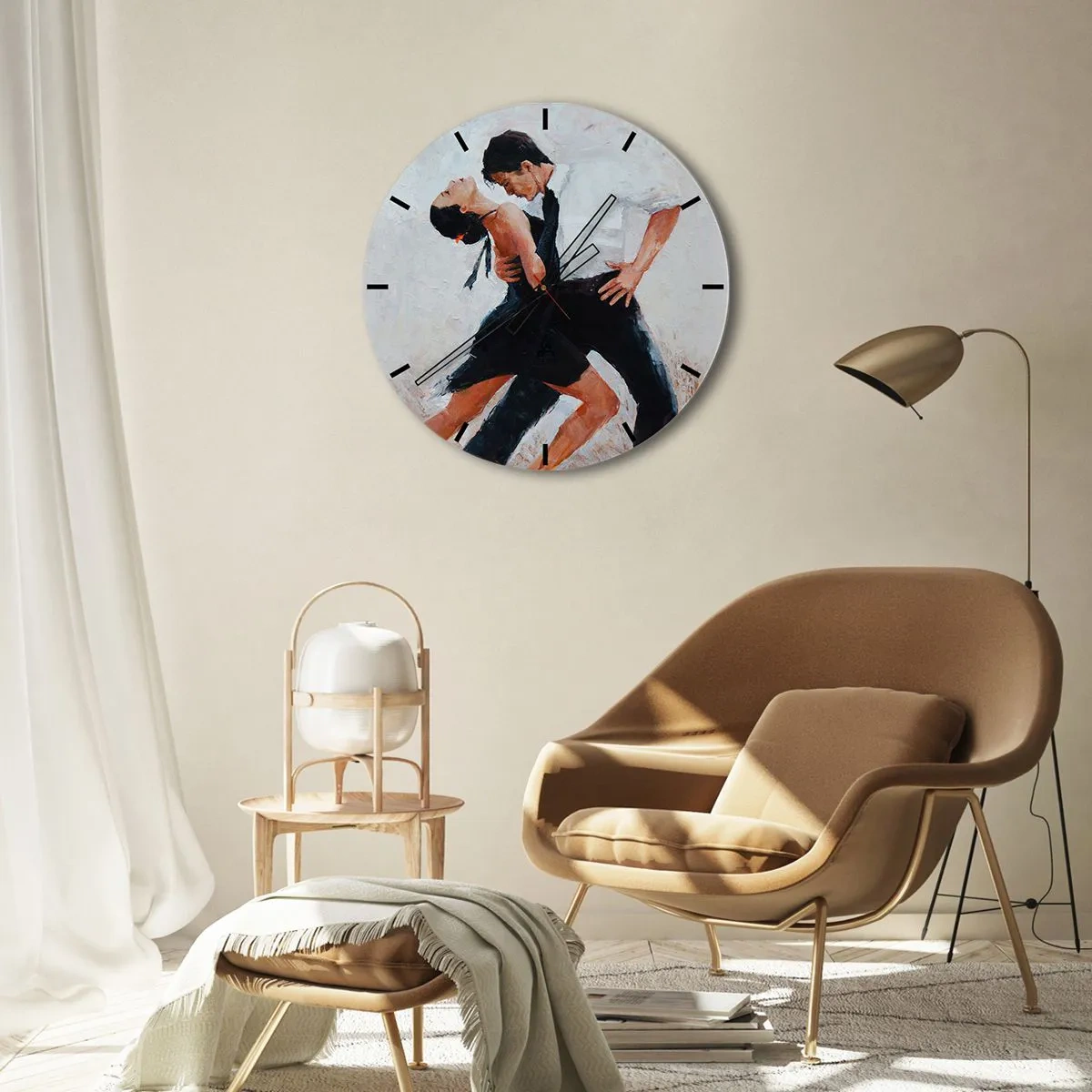 Nástenné hodiny - Pár tancuje tango v dynamickej, vášnivej póze - 30x30cm - Tango mojich túžob a snov - Moderná nástenná dekorácia do obývacej izby, kuchyne a spálne ARTTOR