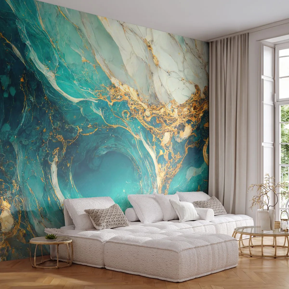 Fototapeta Premium Canvas - Kompozícia so zlatými žilami - Abstrakcia, Mramor, Kameň - 250x175 cm