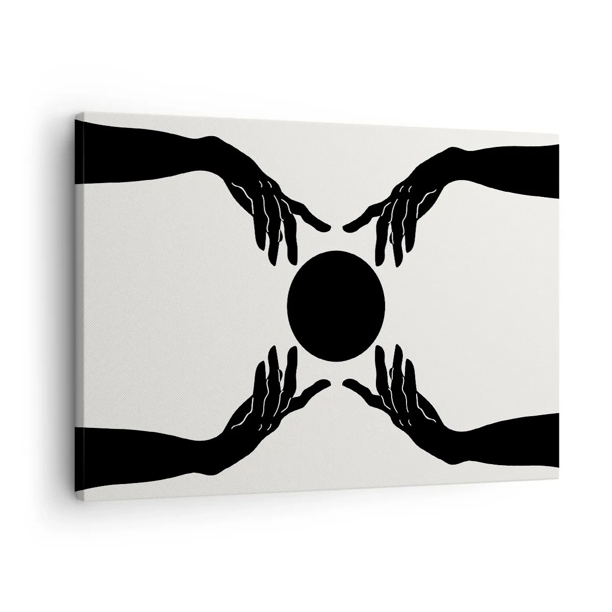 Obraz na plátne - Čierne ruky v symetrickej kompozícii s loptou - 70x50cm - Tajné znamenie - Moderná nástenná dekorácia do obývacej izby a spálne ARTTOR