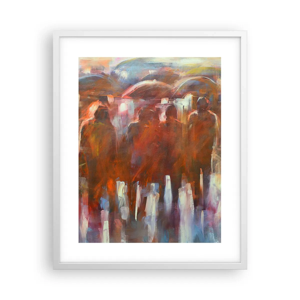 Plagát v bielom ráme - Rovnocenní v daždi a hmle - 40x50 cm