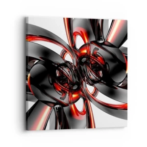 Obraz na plátne - Pohyb v grafitovej a červenej - 30x30 cm