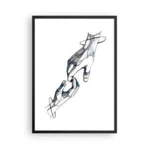 Plagát v čiernom ráme - Abstraktné ruky v umeleckej kompozícii čiar a farieb - 50x70cm - Dobré gesto - Moderná nástenná dekorácia do obývacej izby a spálne ARTTOR