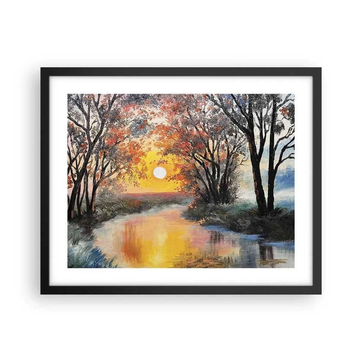 Plagát v čiernom ráme - Jesenný nádych - 50x40 cm