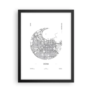 Plagát v čiernom ráme - Anatómia Dauhy - 30x40 cm