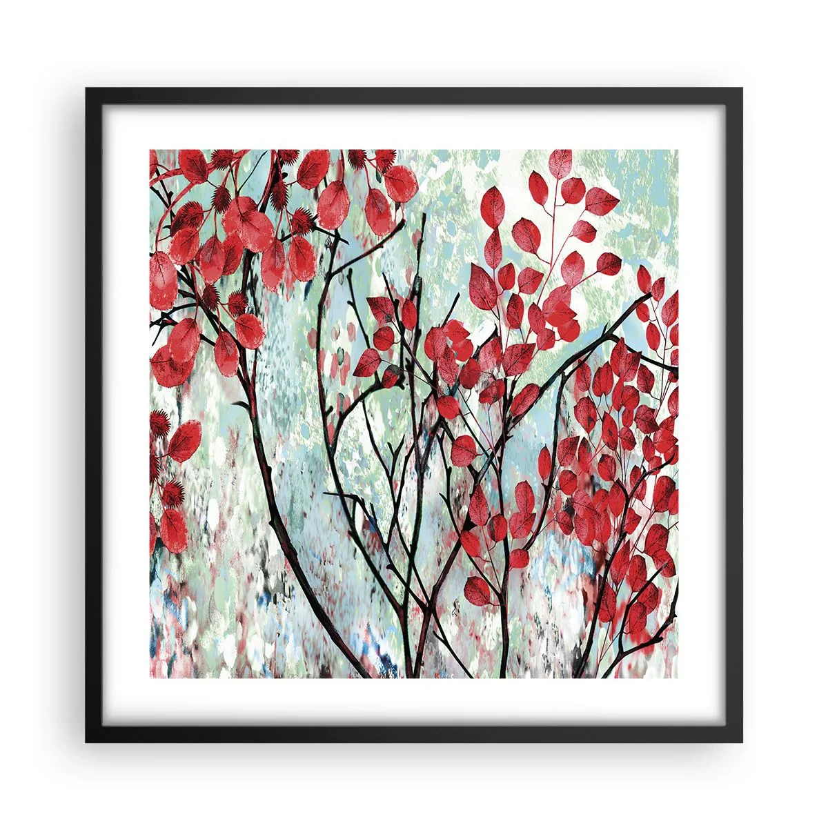 Plagát v čiernom ráme - Strom v šarlátovej - 50x50 cm