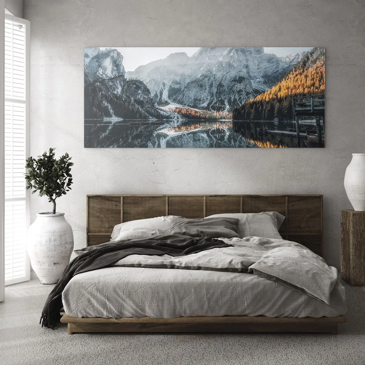Obraz na skle - Zrkadlová krajina - 100x40 cm