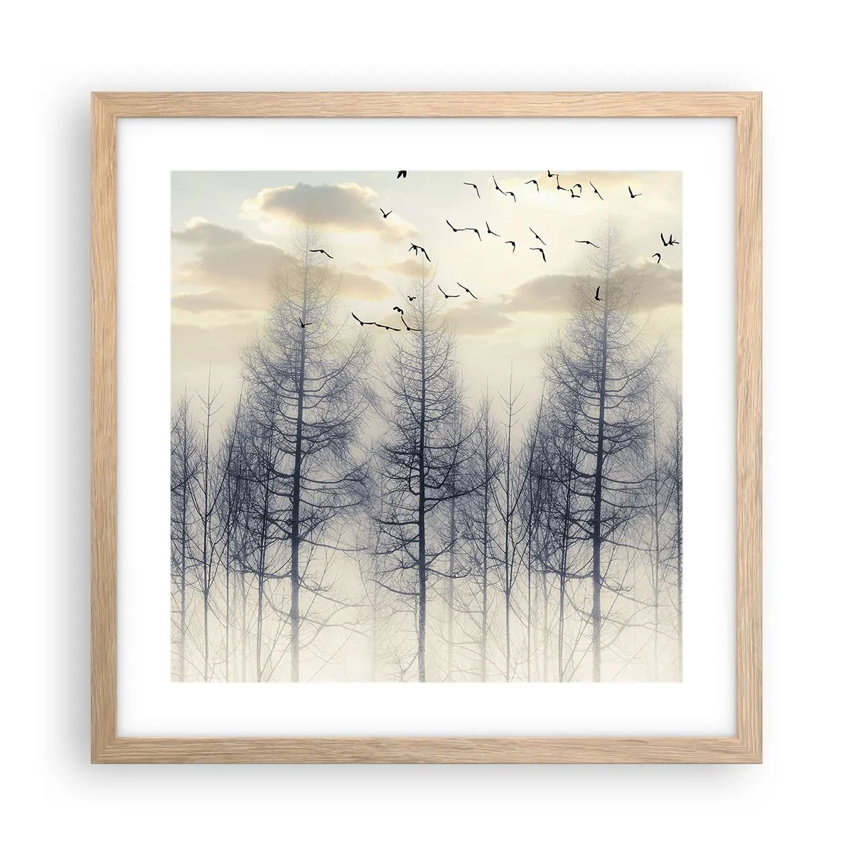 Plagát v ráme zo svetlého duba - Duchovia lesa - 40x40 cm