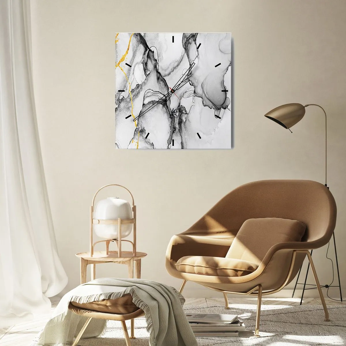 Nástenné hodiny - Kompozícia so zlatým motívom - 30x30 cm