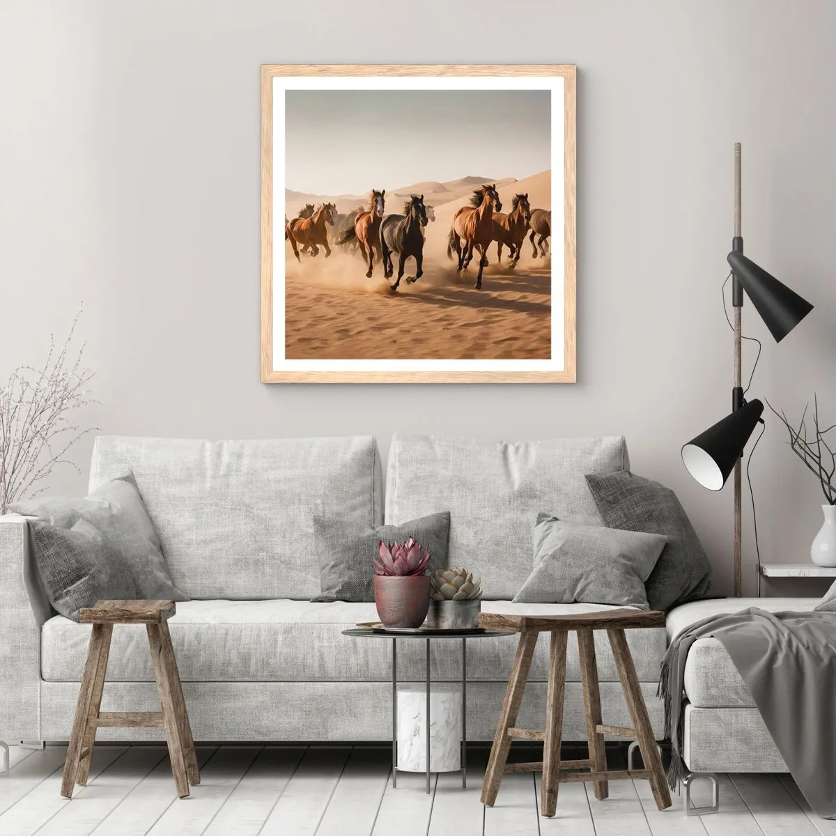 Plagát v ráme zo svetlého duba - Voľné ako vietor - 50x50 cm