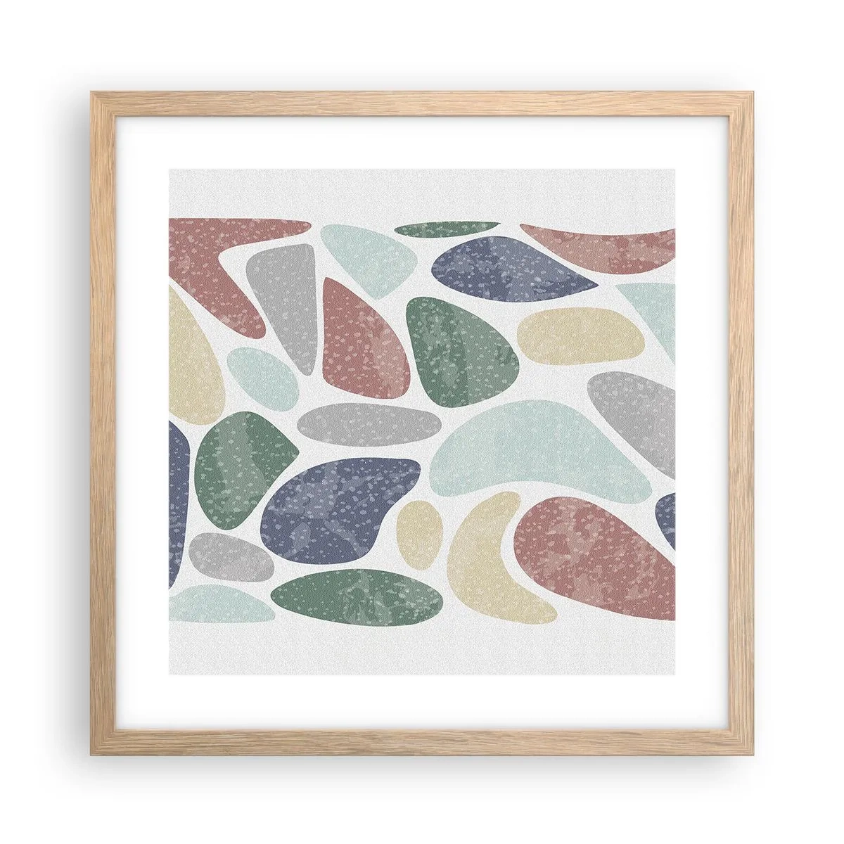 Plagát v ráme zo svetlého duba - Mozaika práškových farieb - 40x40 cm