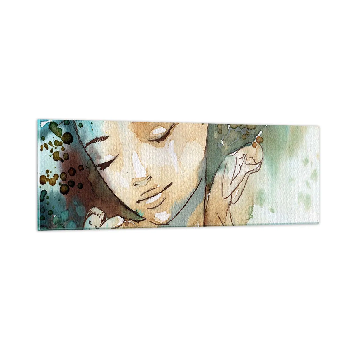 Obraz na skle - Lady in blue - 90x30 cm