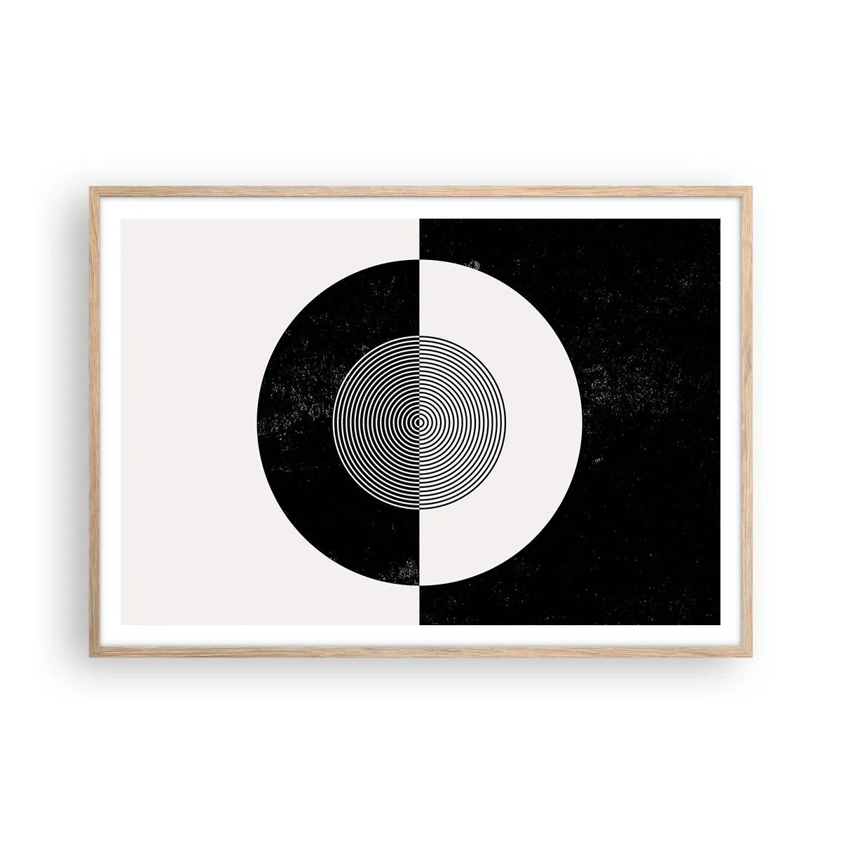 Plagát v ráme zo svetlého duba - Harmónia v čiernej a bielej - 100x70 cm