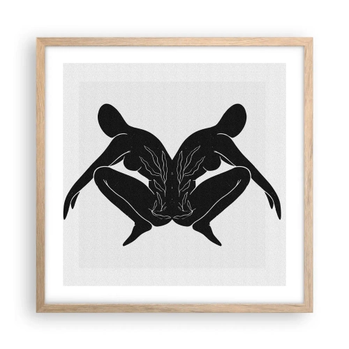 Plagát v ráme zo svetlého duba - Spoločná duša - 50x50 cm