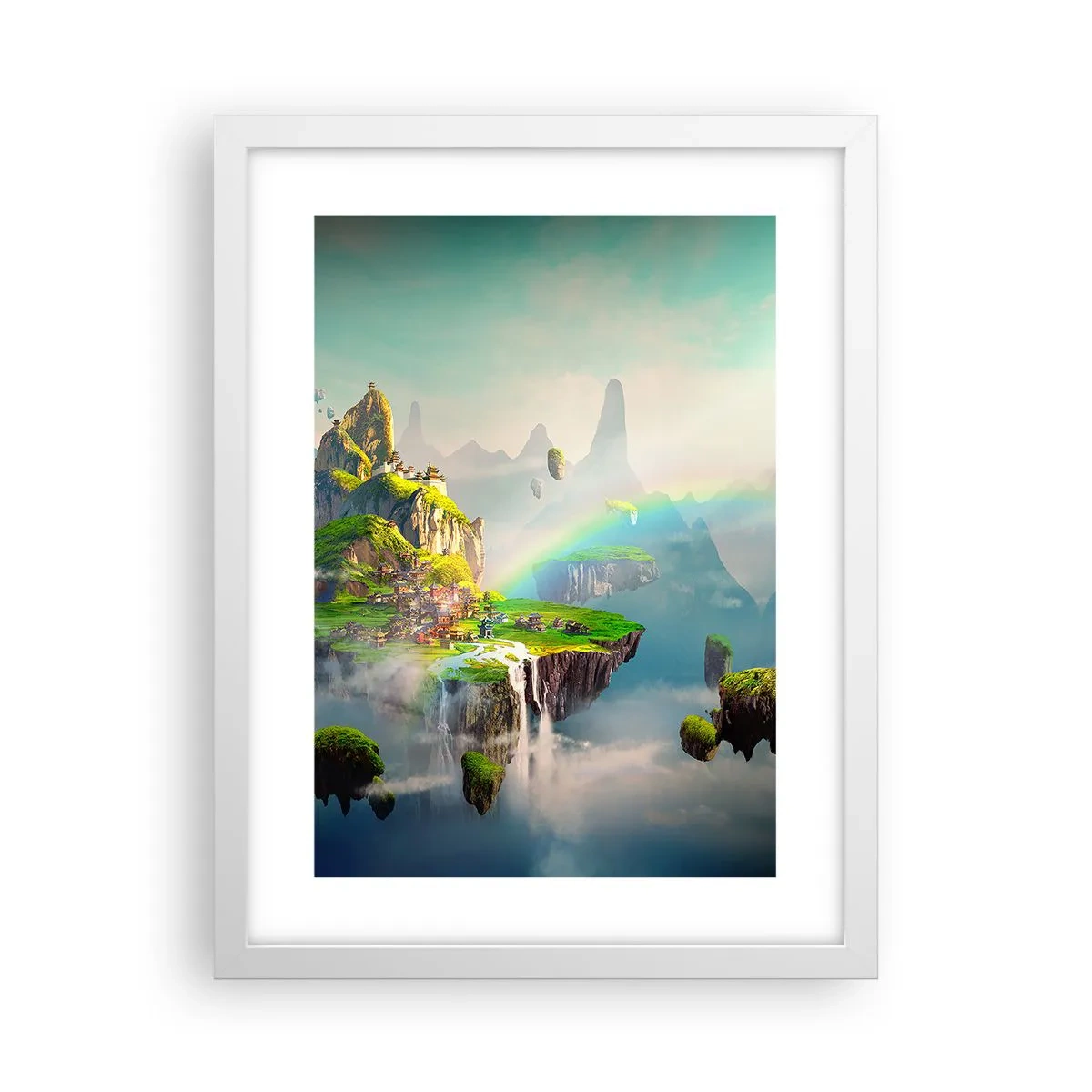 Plagát v bielom ráme - Uprostred neba - šťastné ostrovy - 30x40 cm