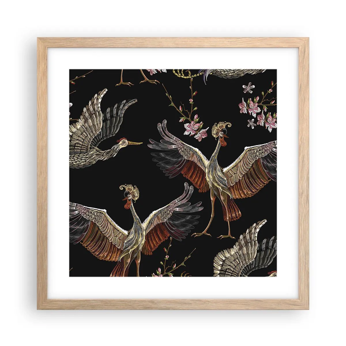 Plagát v ráme zo svetlého duba - Rozprávkový vták - 40x40 cm