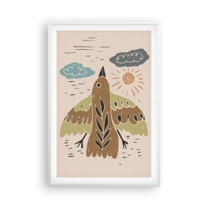 Plagát v bielom ráme - Radostný let - 61x91 cm