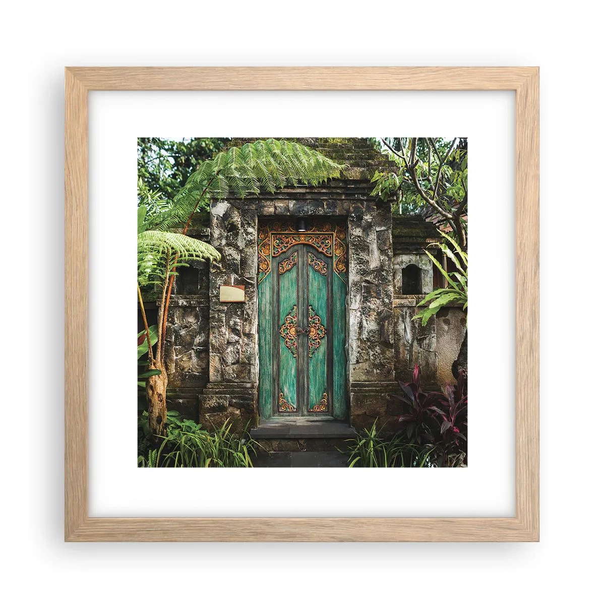 Plagát v ráme zo svetlého duba - Dvere do exotického sveta - 30x30 cm