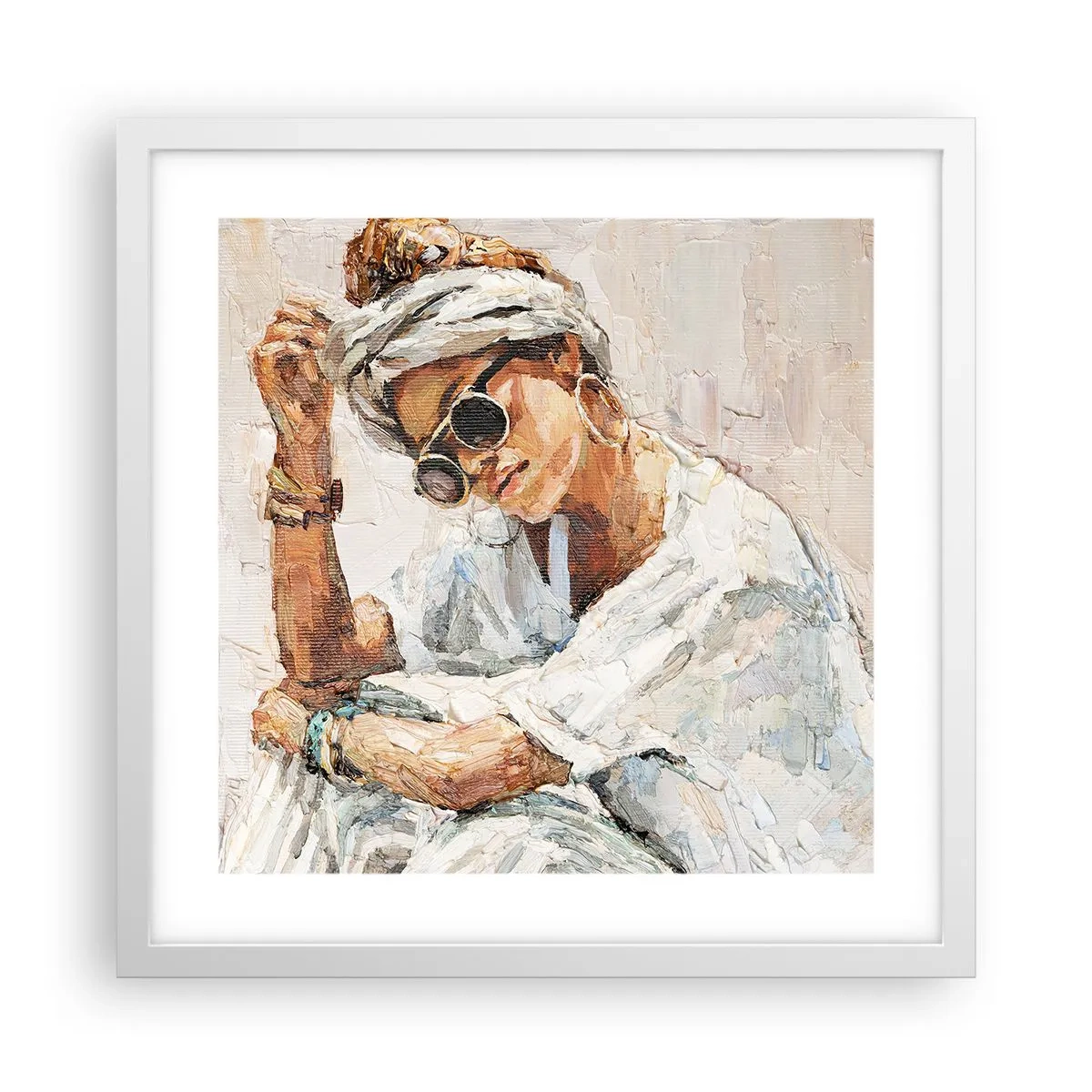 Plagát v bielom ráme - Portrét v plnom slnku - 40x40 cm