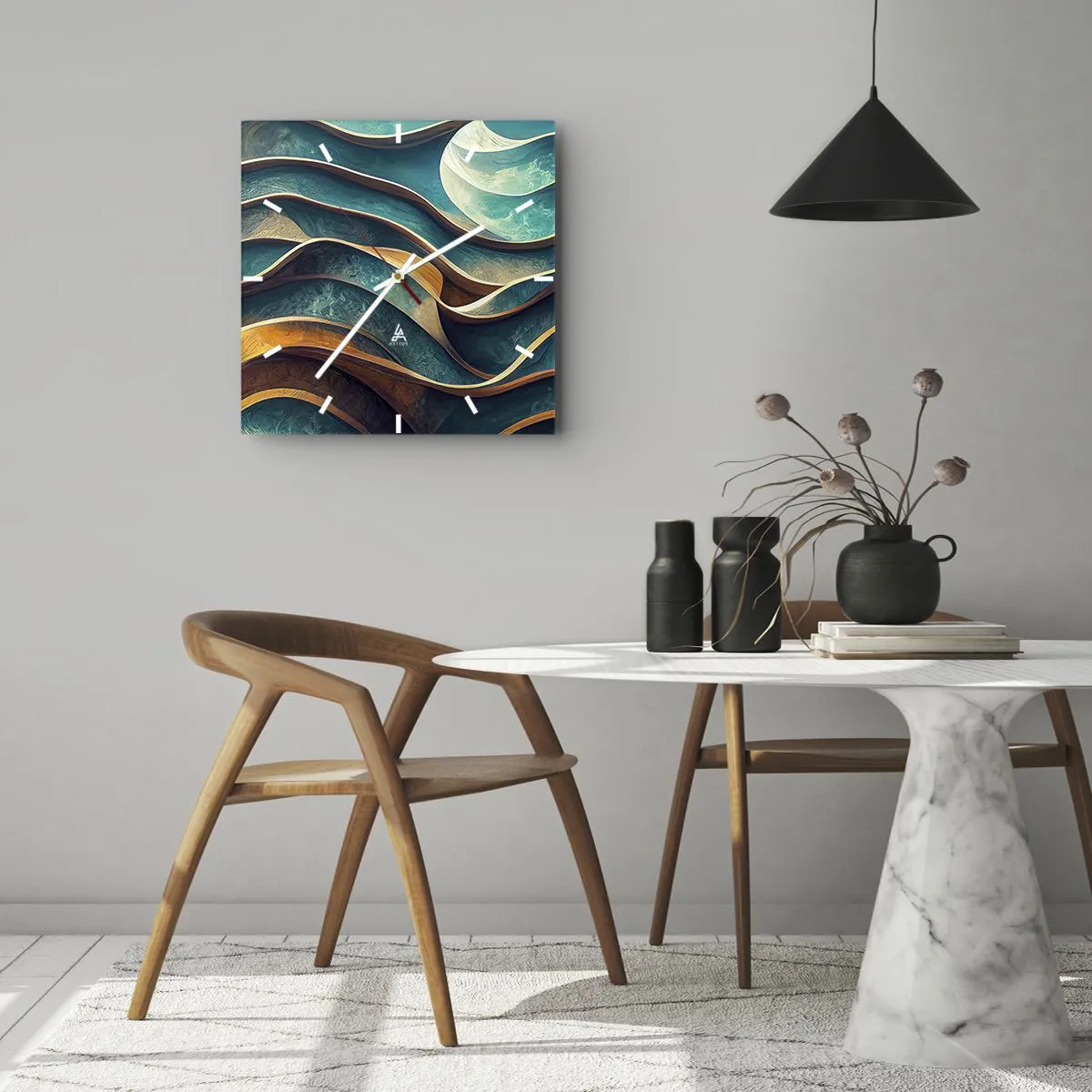 Nástenné hodiny - Meandre modrej - 30x30 cm