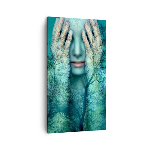 Obraz na plátne - Ponorená do modrej - 45x80 cm
