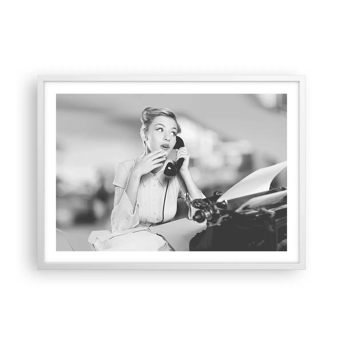 Plagát v bielom ráme - Halo, tu sú 50. roky. - 70x50 cm