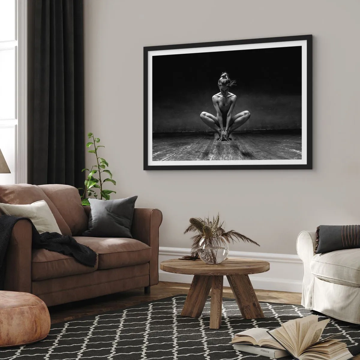 Plagát v čiernom ráme - Koncentrácia tanečnej energie - 70x50 cm