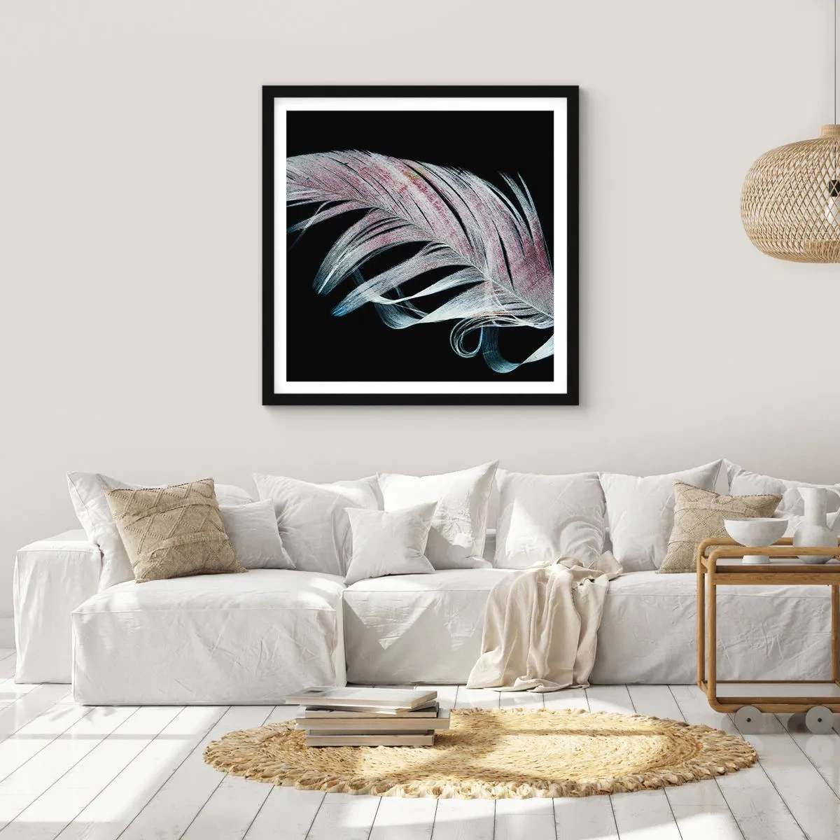 Plagát v čiernom ráme - Premýšľajte o dotyku - 50x50 cm