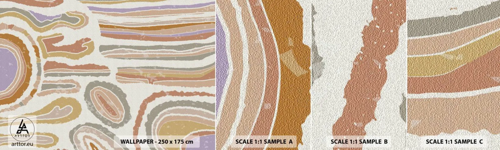 Vzorka samolepiacej fototapety Deluxe Sticker - Farebné prierezy - Pastel, Boho, Minimalistický - 100x30 cm