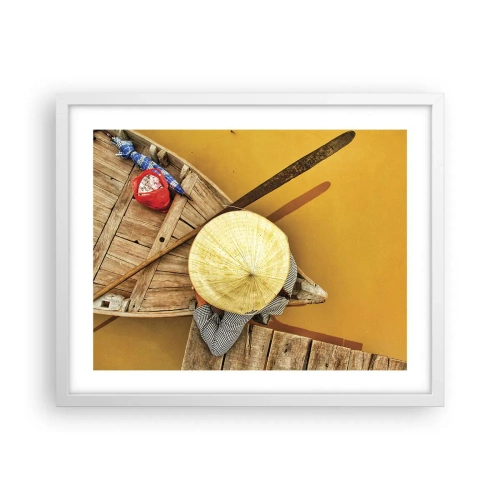 Plagát v bielom ráme - Život na žltej rieke - 50x40 cm