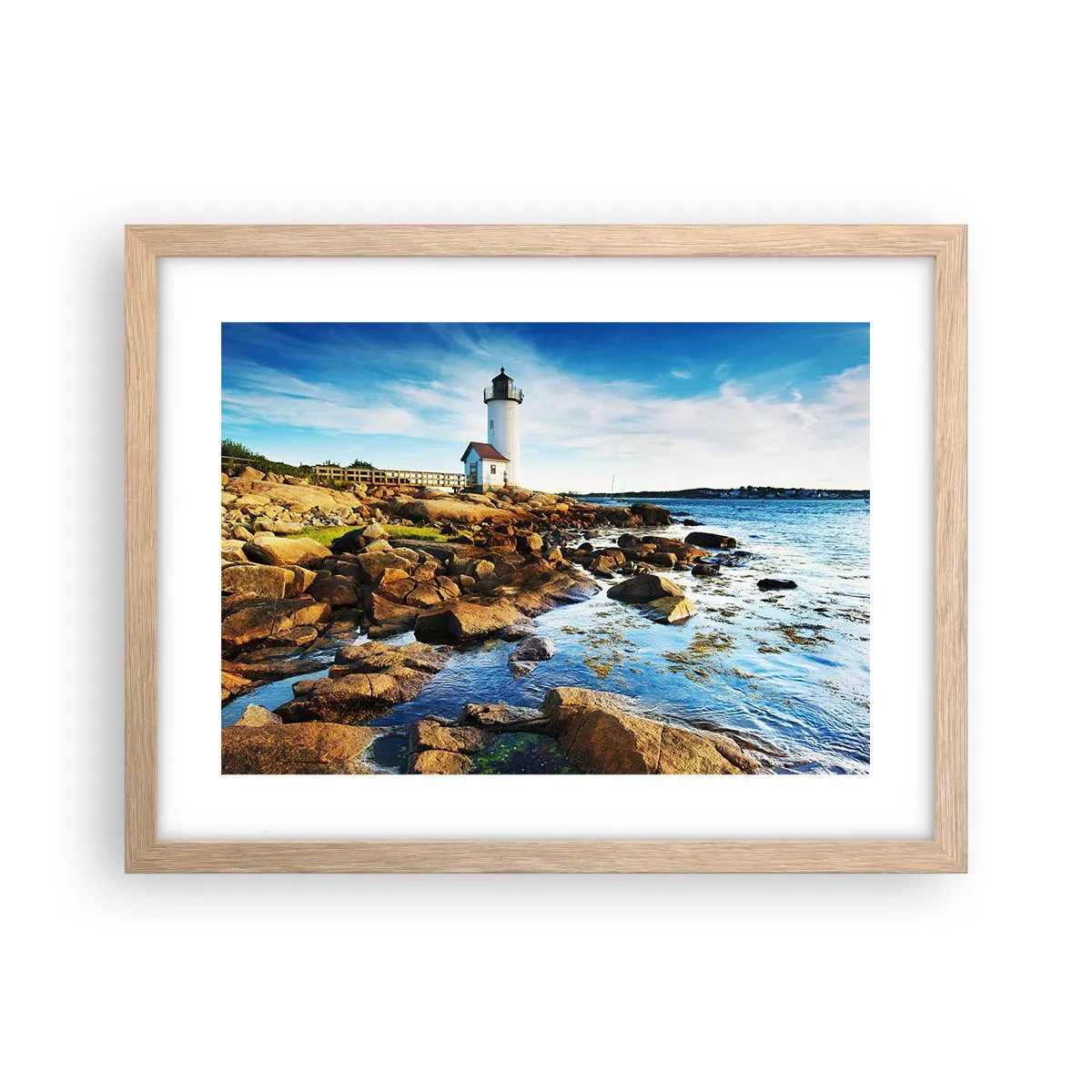 Plagát v ráme zo svetlého duba - Vráťte sa šťastne, čakám - 40x30 cm