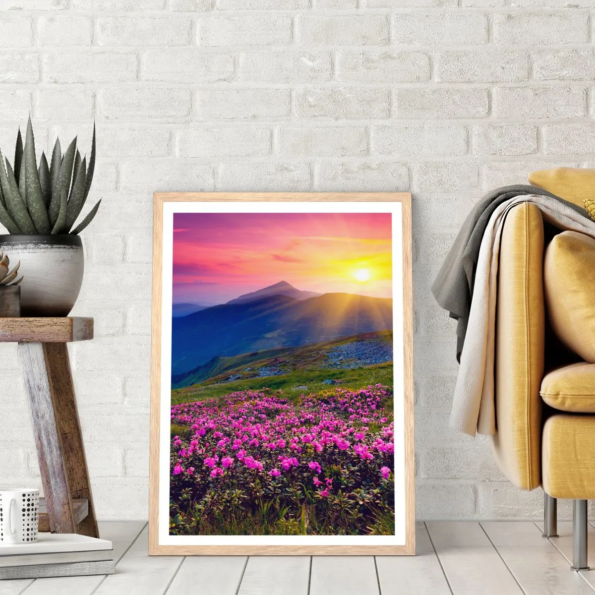 Plagát v ráme zo svetlého duba - …A okolo vonia kosodrevina a voňajú byliny - 50x70 cm