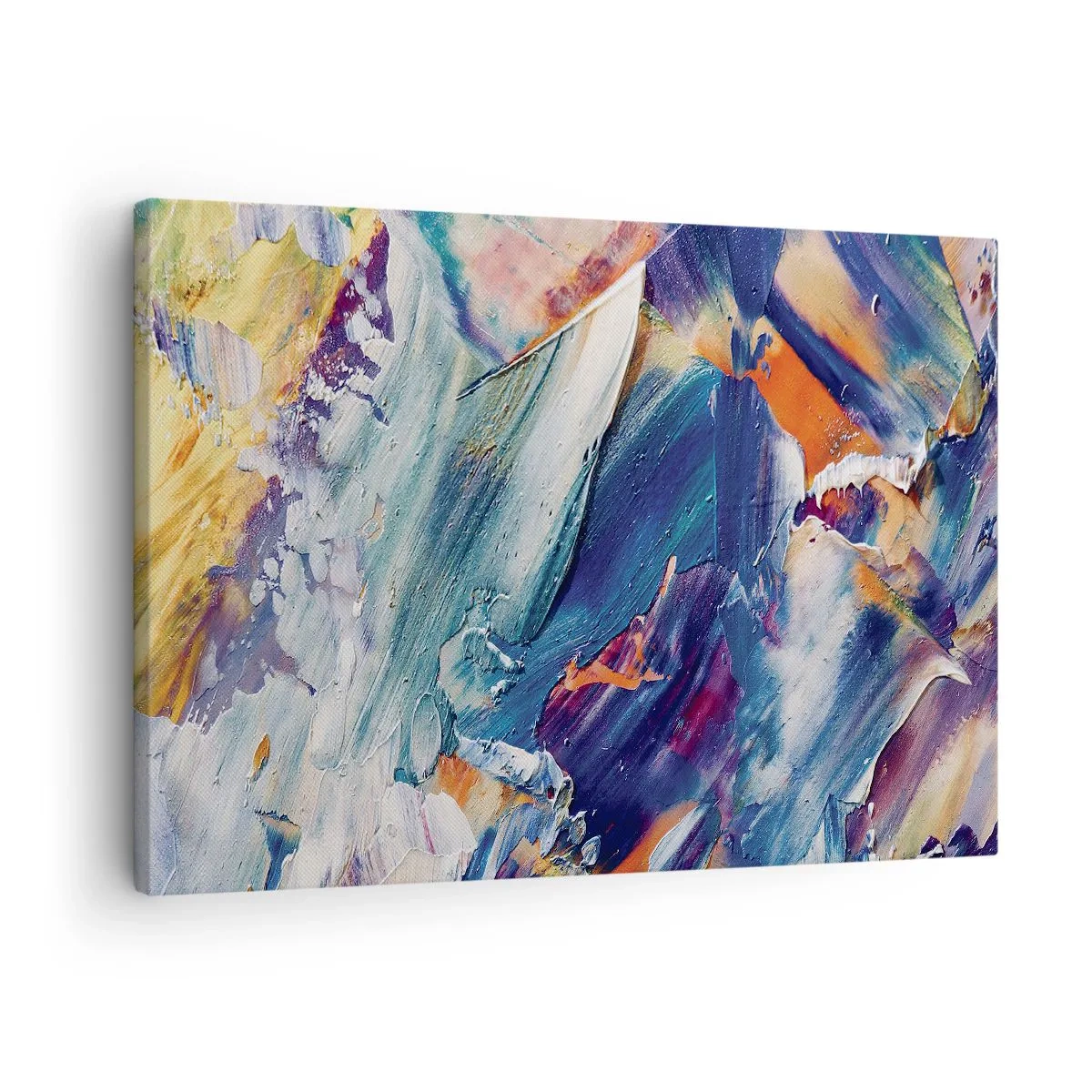 Obraz na plátne - Farebná abstrakcia s textúrou akrylovej farby - 70x50cm - Chaos farieb - Moderná nástenná dekorácia do obývacej izby a spálne ARTTOR